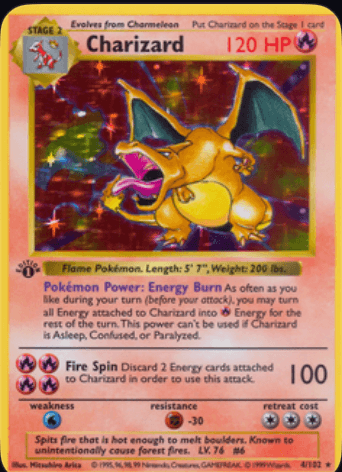 A scanned Charizard card with its live market price