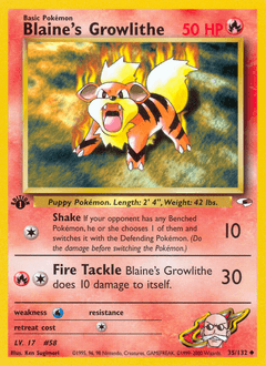 Blaine's Growlithe Gym Heroes card