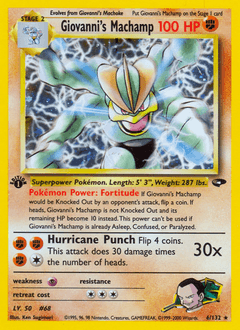 Giovanni's Machamp Gym Challenge card