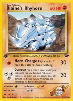 Blaine's Rhyhorn Gym Challenge card