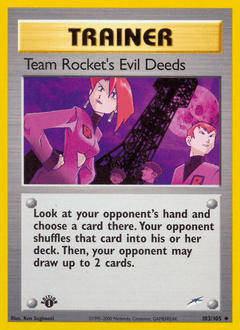 Team Rocket's Evil Deeds Neo Destiny card