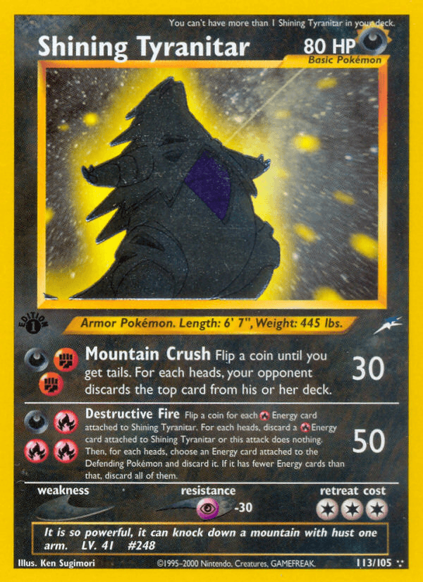 Shining Tyranitar Neo Destiny card