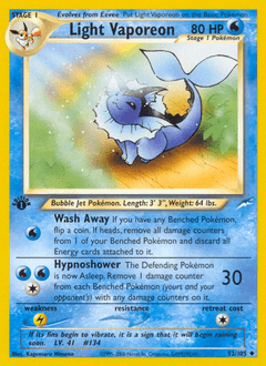Light Vaporeon Neo Destiny card