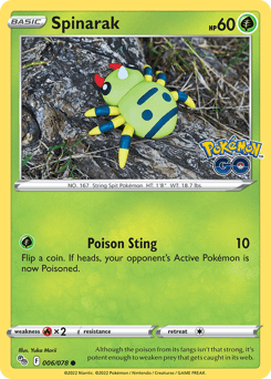 Spinarak Pokémon GO card