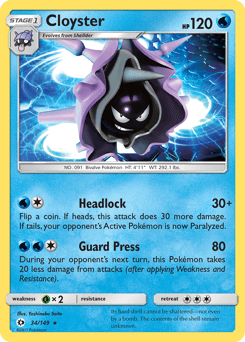 Cloyster Sun & Moon card