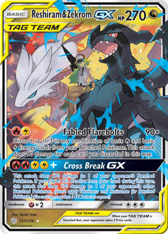 Reshiram & Zekrom-GX Cosmic Eclipse card