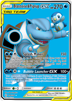 Blastoise & Piplup-GX Cosmic Eclipse card
