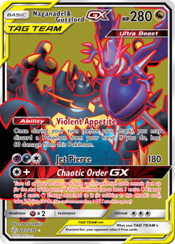 Naganadel & Guzzlord-GX Cosmic Eclipse card
