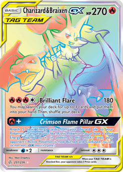 Charizard & Braixen-GX Cosmic Eclipse card
