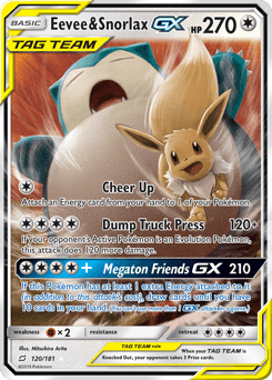 Eevee & Snorlax-GX Team Up card