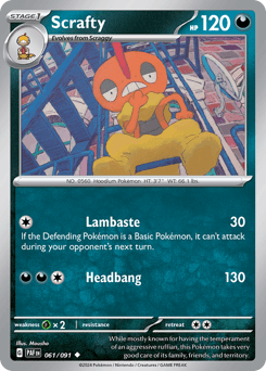Scrafty Paldean Fates card
