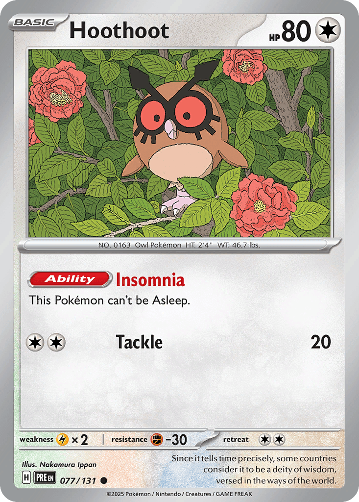 Hoothoot Prismatic Evolutions card