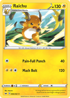 Raichu Sword & Shield card