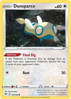 Dunsparce Darkness Ablaze card