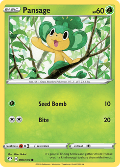 Pansage Darkness Ablaze card