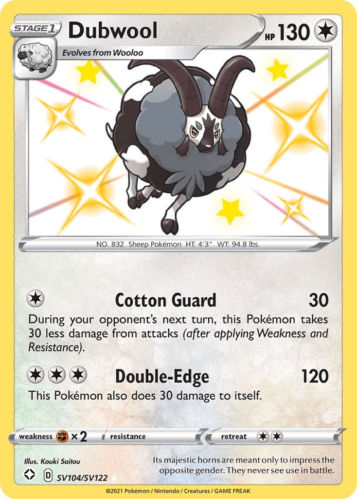 Dubwool Shining Fates Shiny Vault card
