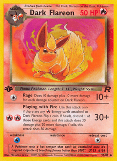 Dark Flareon Team Rocket card