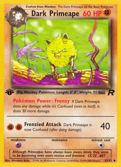 Dark Primeape Team Rocket card