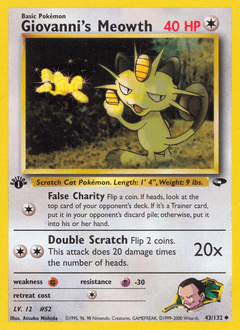 Giovanni's Meowth Gym Challenge card