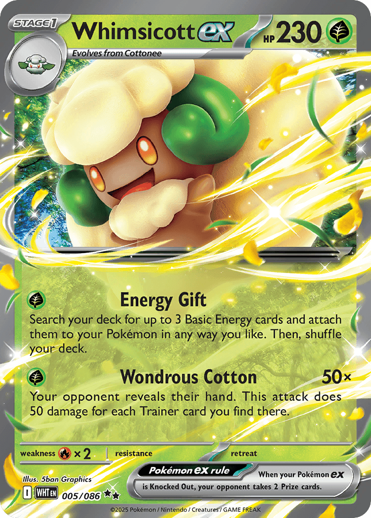 Whimsicott ex White Flare card