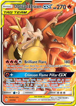 Charizard & Braixen-GX Cosmic Eclipse card