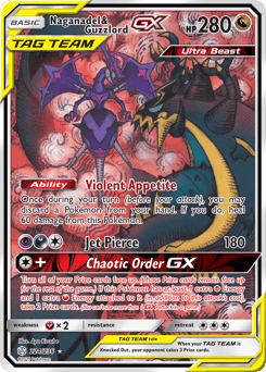 Naganadel & Guzzlord-GX Cosmic Eclipse card