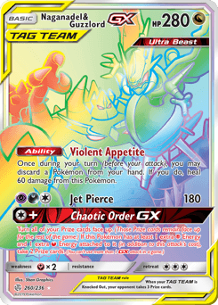 Naganadel & Guzzlord-GX Cosmic Eclipse card