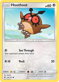 Hoothoot Burning Shadows card