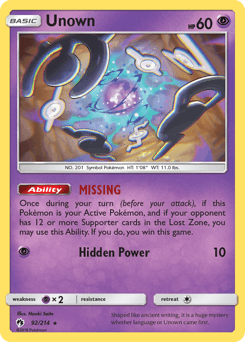 Unown Lost Thunder card