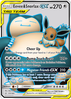 Eevee & Snorlax-GX Team Up card