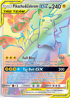 Pikachu & Zekrom-GX Team Up card