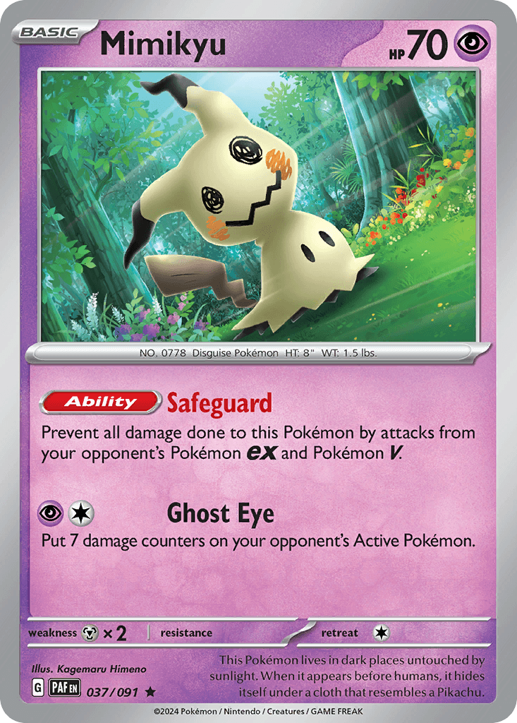 Mimikyu Paldean Fates card