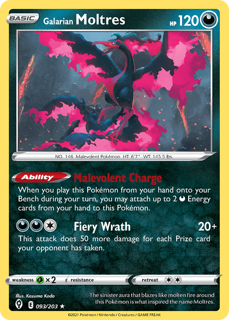 Galarian Moltres Evolving Skies card
